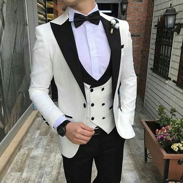 men's suits & blazers 3 piece slim fit for men fashion wedding tuxedo male costume jacket waistcoat with black pants peaked lapel cloth, White;black
men's suits & blazers 3 piece slim fit for men fashion wedding tuxedo male costume jacket waistcoat with black pants peaked lapel cloth, White;black