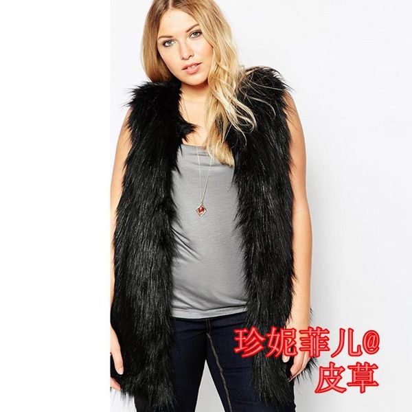 women's fur & faux autumn and winter haining hair vest ladies mid - length artificial imitation coat, Black
women's fur & faux autumn and winter haining hair vest ladies mid - length artificial imitation coat, Black