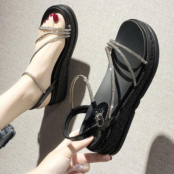 fairy wedges rhinestones gladiatoer sandals women muffin shoes rome sandalias woman slippers crystal buckle band sandales 2021, Black
fairy wedges rhinestones gladiatoer sandals women muffin shoes rome sandalias woman slippers crystal buckle band sandales 2021, Black