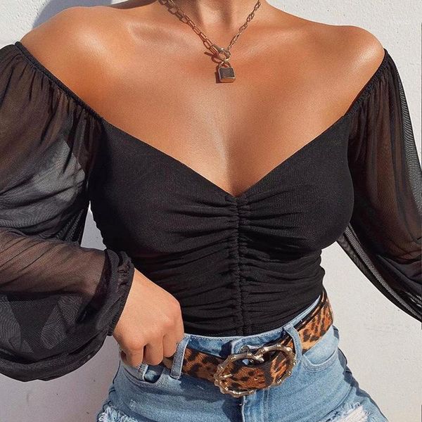 women's blouses & shirts 2021 drawstring ruched blouse women puff sleeve crop off shoulder sheer v-neck short streetwear, White
women's blouses & shirts 2021 drawstring ruched blouse women puff sleeve crop off shoulder sheer v-neck short streetwear, White