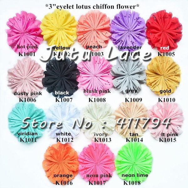 pcs/ lot , 3'' shabby chiffon flowers eyelet lotus for headband 18 colors ties, Red;brown 
pcs/ lot , 3'' shabby chiffon flowers eyelet lotus for headband 18 colors ties, Red;brown