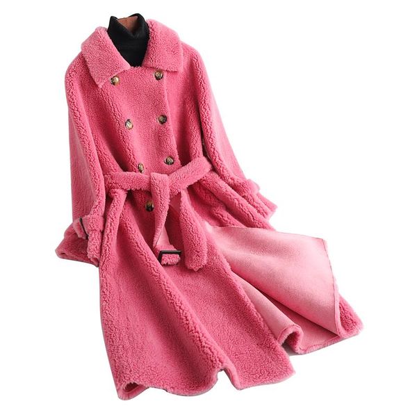 women's fur & faux real wool coat turn-down collar autumn winter women outerwear overcoat lf9052, Black
women's fur & faux real wool coat turn-down collar autumn winter women outerwear overcoat lf9052, Black