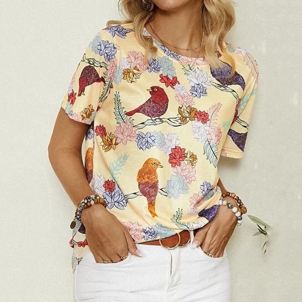 women's t-shirt bird flowers print yellow bohemian fashion loose graphic tee women casual short sleeve oversized t shirt female 2021 su, White
women's t-shirt bird flowers print yellow bohemian fashion loose graphic tee women casual short sleeve oversized t shirt female 2021 su, White