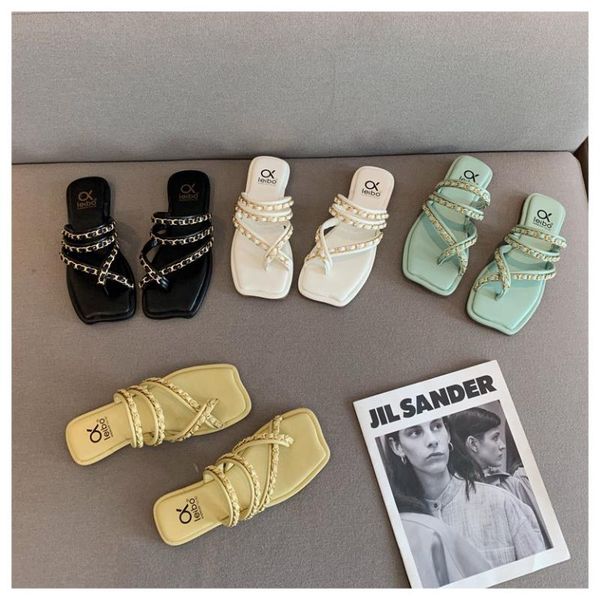 slippers 2021 fashion chain brand square toe flat casual slide summer narrow band sandal women outdoor flip flop sandalias mujer, Black
slippers 2021 fashion chain brand square toe flat casual slide summer narrow band sandal women outdoor flip flop sandalias mujer, Black