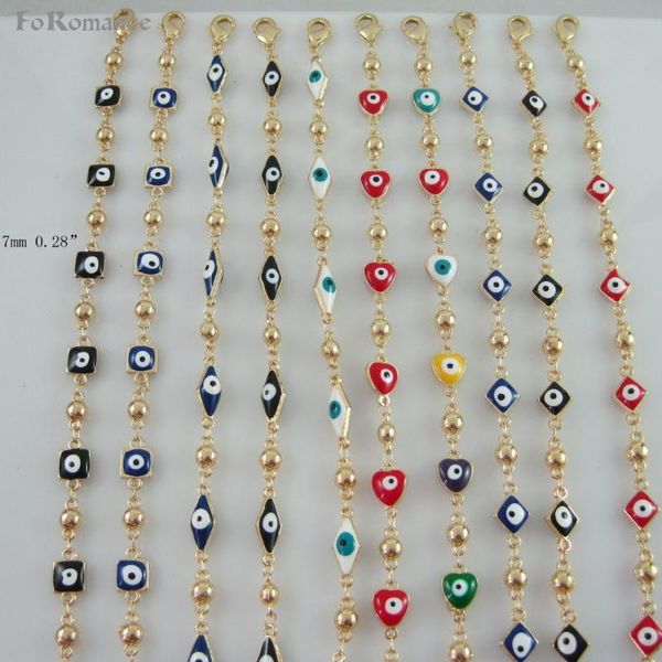 link, chain min order 10$/can mix design/ 7g 8" 7mm width lady - yellow gold overlay evil eye enamel heart square shape bracelet, Black
link, chain min order 10$/can mix design/ 7g 8" 7mm width lady - yellow gold overlay evil eye enamel heart square shape bracelet, Black