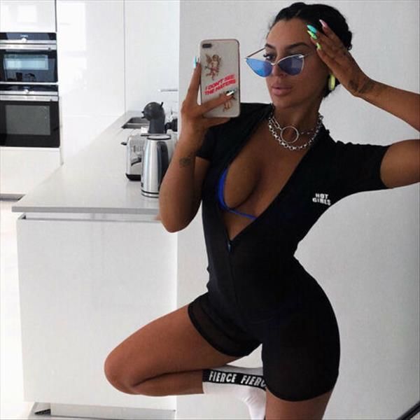 perspective short sleeve sheer fishnet women rompers cover up zipper stretchy bodysuit club bodycon pants, Black;white
perspective short sleeve sheer fishnet women rompers cover up zipper stretchy bodysuit club bodycon pants, Black;white