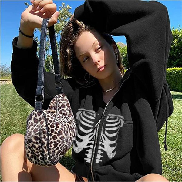 women's hoodies & sweatshirts y2k sweatshirt zip up skull print oversized long sleeve coat 90s e-girl vintage fairy grunge jacket track, Black 
women's hoodies & sweatshirts y2k sweatshirt zip up skull print oversized long sleeve coat 90s e-girl vintage fairy grunge jacket track, Black