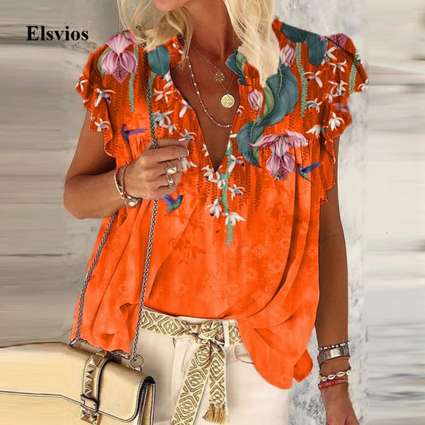 women's blouses & shirts 2021 summer v neck loose pullover women vintage floral print blouse fashion butterfly sleeve ruffle, White
women's blouses & shirts 2021 summer v neck loose pullover women vintage floral print blouse fashion butterfly sleeve ruffle, White