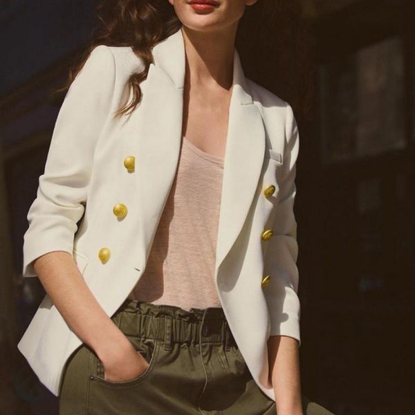 women's suits & blazers long sleeve slim suit for women golden double- breasted solid color fashion casual jackets office wear, White;black
women's suits & blazers long sleeve slim suit for women golden double- breasted solid color fashion casual jackets office wear, White;black