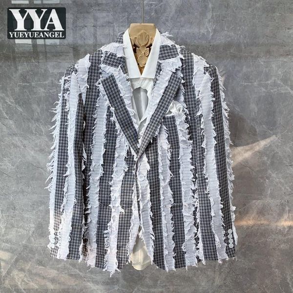 designer mens tassels striped casual blazer spring runway slim fit banquet party suit jacket man single breasted blazers men's suits, White;black
designer mens tassels striped casual blazer spring runway slim fit banquet party suit jacket man single breasted blazers men's suits, White;black