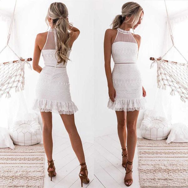 luxury party evening dress 2021 summer women's sleevels pencil skirt with neck, White;pink
luxury party evening dress 2021 summer women's sleevels pencil skirt with neck, White;pink