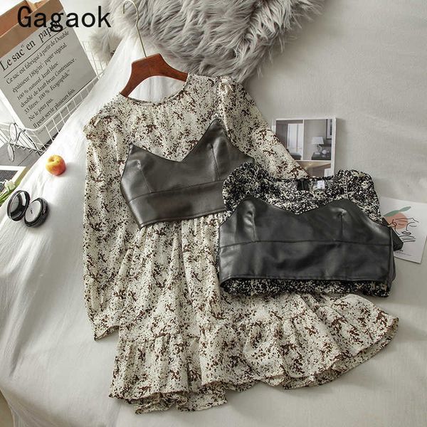 gagaok sweet two piece set women spring autumn korean chic wild fashion ladies outfits floral dresses + pu vests 210708, White
gagaok sweet two piece set women spring autumn korean chic wild fashion ladies outfits floral dresses + pu vests 210708, White