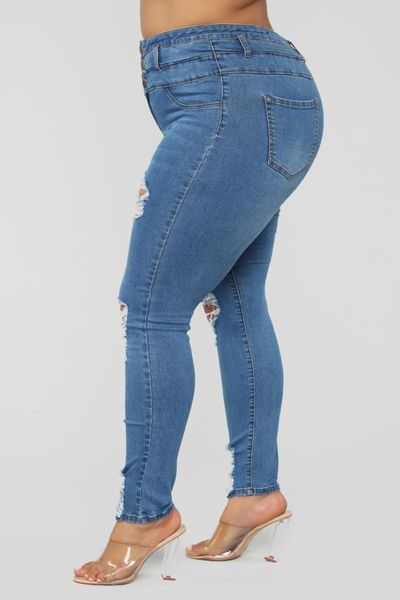 women's jeans high waist extra large size stretch denim pant thin hole pencil distressed ripped freyed slim fit pocket trousers, Blue
women's jeans high waist extra large size stretch denim pant thin hole pencil distressed ripped freyed slim fit pocket trousers, Blue