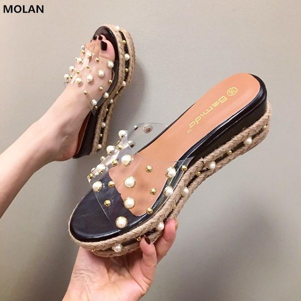 dress shoes molan brand designers 2021 summer luxury pearl rivet wedges platform high heels lady pumps transparent band loafers mules, Black
dress shoes molan brand designers 2021 summer luxury pearl rivet wedges platform high heels lady pumps transparent band loafers mules, Black