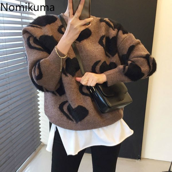 nomikuma love heart pattern sweaters korean style winter autumn long sleeve knitted pullover jumpers fashion vintage 210514, White;black
nomikuma love heart pattern sweaters korean style winter autumn long sleeve knitted pullover jumpers fashion vintage 210514, White;black