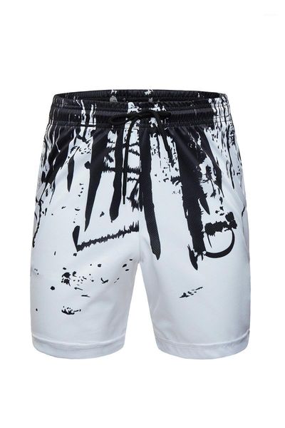 men's shorts casual fitness running summer digital printing beach sports, White;black
men's shorts casual fitness running summer digital printing beach sports, White;black
