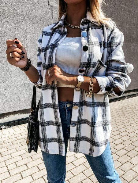 women's jackets 2021 fashion women long sleeve plaid shirt coats spring autumn casual lapel cardigan outerwear, Black;brown
women's jackets 2021 fashion women long sleeve plaid shirt coats spring autumn casual lapel cardigan outerwear, Black;brown