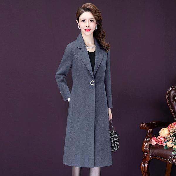 women's wool & blends autumn and winter slim slimming simple lapel woolen coat mid-length, Black
women's wool & blends autumn and winter slim slimming simple lapel woolen coat mid-length, Black