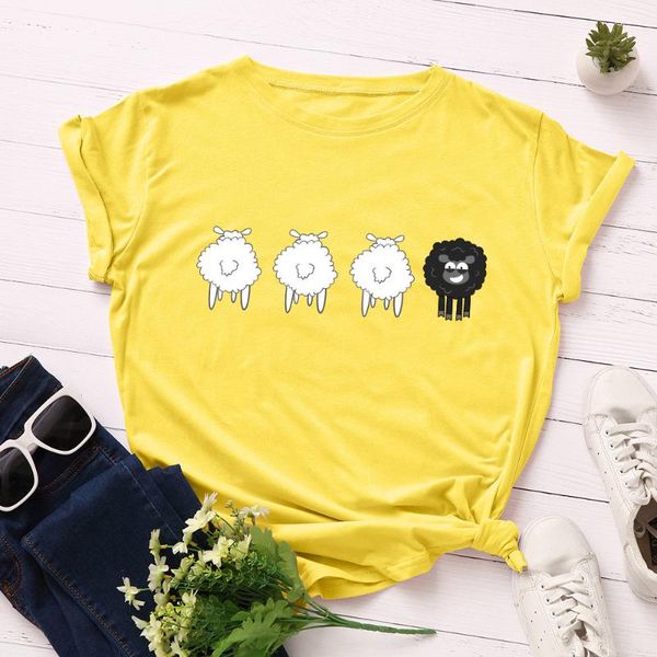 women's t-shirt summer fashion shirt cute sheep graphic t women base o-neck black tees animal funny girls tshirt, White
women's t-shirt summer fashion shirt cute sheep graphic t women base o-neck black tees animal funny girls tshirt, White