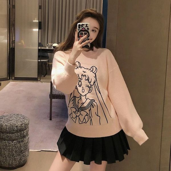 sweaters heavy industry embroidery beautiful girl pattern cute round neck japanese college style all-match sweater women, White;black
sweaters heavy industry embroidery beautiful girl pattern cute round neck japanese college style all-match sweater women, White;black