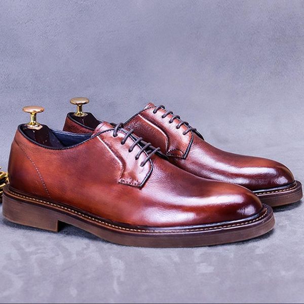 dress shoes round toe derby man platform genuine leather formal oxfords vintage handmade men's office flats ss797, Black
dress shoes round toe derby man platform genuine leather formal oxfords vintage handmade men's office flats ss797, Black