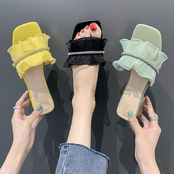 med square heel glitter slides lace shoes womens slippers outdoor pantofle fashion block jelly 2021 luxury soft hoof heels rome, Black
med square heel glitter slides lace shoes womens slippers outdoor pantofle fashion block jelly 2021 luxury soft hoof heels rome, Black