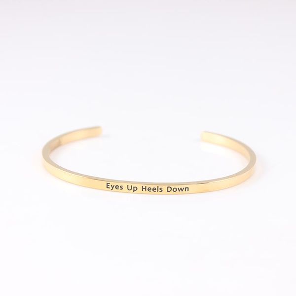 bangle 316l stainless steel open cuff bangles bracelets gold color engraved eyes up heels down inspirational mantra bracelet for women, Black
bangle 316l stainless steel open cuff bangles bracelets gold color engraved eyes up heels down inspirational mantra bracelet for women, Black