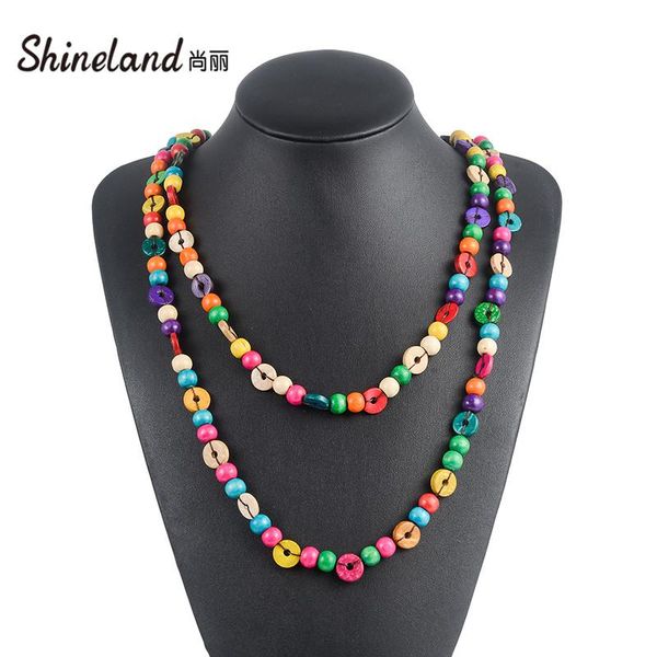 chains shineland bohemia handmade colorfu wood beads pendant long necklace for women vintage party jewelry exaggerated accessories gift, Silver
chains shineland bohemia handmade colorfu wood beads pendant long necklace for women vintage party jewelry exaggerated accessories gift, Silver