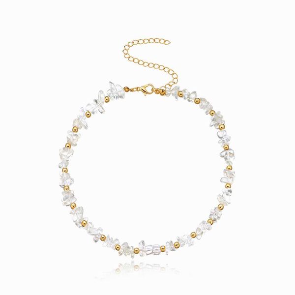 chokers european and american transparent crystal rough stone broken turquoise necklace fashion all-match simple for women, Golden;silver
chokers european and american transparent crystal rough stone broken turquoise necklace fashion all-match simple for women, Golden;silver