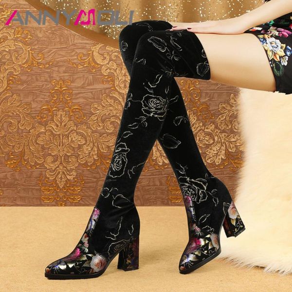 boots annymoli real leather thigh high women kid suede flower block heel over the knee slim stretch shoes ladies, Black
boots annymoli real leather thigh high women kid suede flower block heel over the knee slim stretch shoes ladies, Black