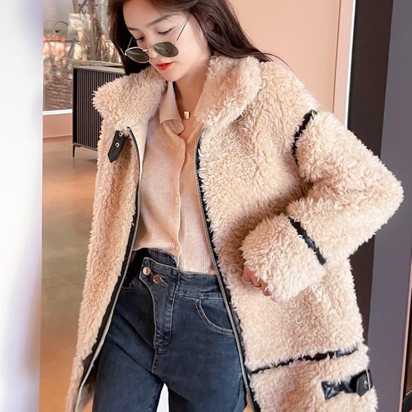 women's fur & faux 2021 women winter real sheep shearing jacket female motorcycle zipper long sleeve outerwear lady natural granular wo, Black
women's fur & faux 2021 women winter real sheep shearing jacket female motorcycle zipper long sleeve outerwear lady natural granular wo, Black