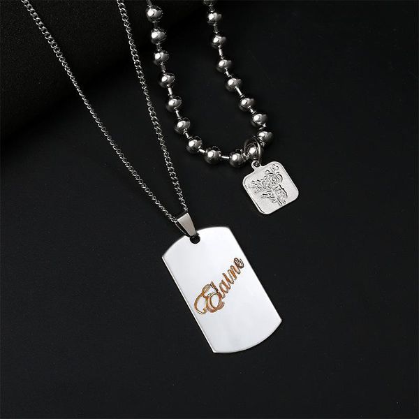 trendy chain necklace personality double pendant hip hop metal decoration necklaces, Silver
trendy chain necklace personality double pendant hip hop metal decoration necklaces, Silver