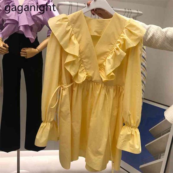 ruffles women mini short dress long sleeve v neck chic korean robe female spring a line vestidos elegant 210601, Black;gray
ruffles women mini short dress long sleeve v neck chic korean robe female spring a line vestidos elegant 210601, Black;gray