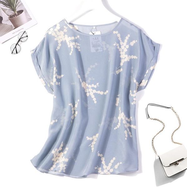 100% pure silk womens t shirts short sleeve blouse blue floral plus size 3xl jn017, White
100% pure silk womens t shirts short sleeve blouse blue floral plus size 3xl jn017, White