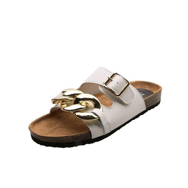 slippers women's cork 2021 summer metal chain flat belt buckle one-word sandals casual beach shoes, Black
slippers women's cork 2021 summer metal chain flat belt buckle one-word sandals casual beach shoes, Black