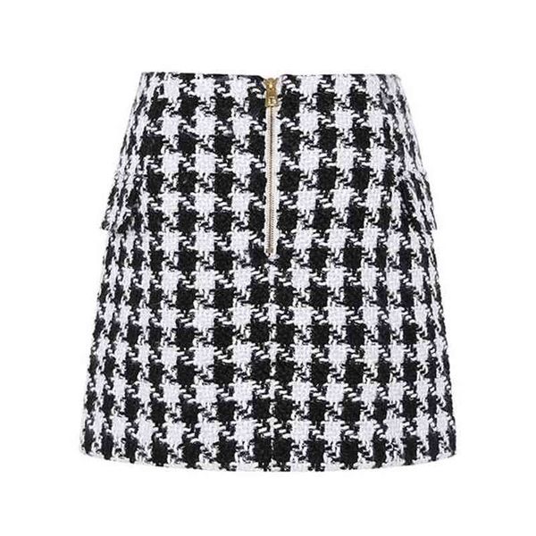 fashion trend of women's lion buttons double breasted tweed wool houndstooth mini skirt elegant plaid a line short skirts 210629, Black
fashion trend of women's lion buttons double breasted tweed wool houndstooth mini skirt elegant plaid a line short skirts 210629, Black