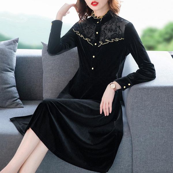 casual dresses 2021 autumn winter vintage black lace gold velvet -4xl plus size midi elegant women slim party vestidos, Black;gray
casual dresses 2021 autumn winter vintage black lace gold velvet -4xl plus size midi elegant women slim party vestidos, Black;gray
