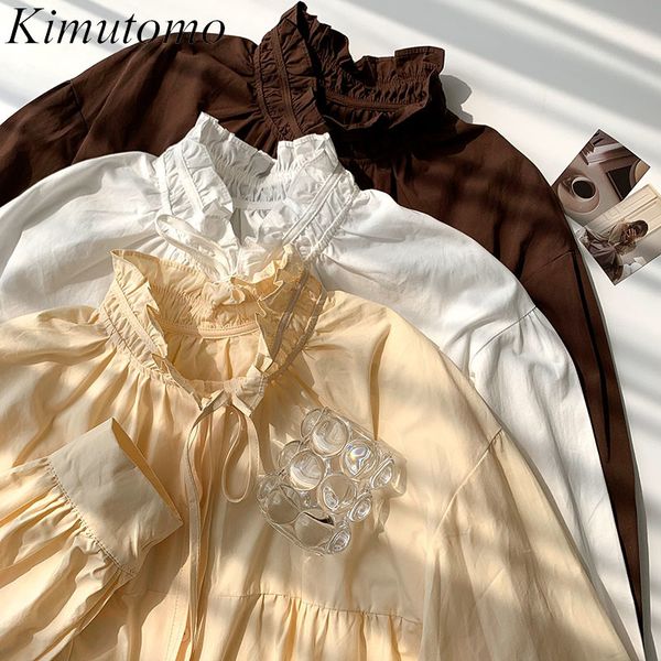 kimutomo chic solid blouse women spring french style female half stand collar bow lace-up long sleeve shirt casual 210521, White
kimutomo chic solid blouse women spring french style female half stand collar bow lace-up long sleeve shirt casual 210521, White
