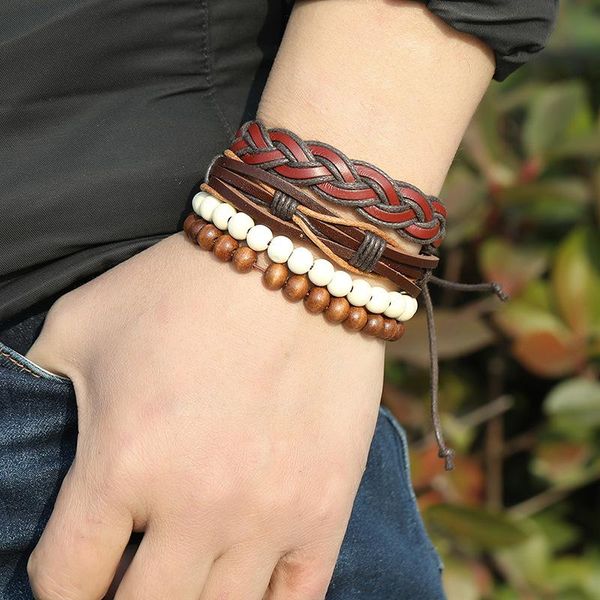 wrap handmade wove men's pu leather bracelet set vintage retro beads adjustable braided bracelets&bangles jewelry tennis, Golden;silver
wrap handmade wove men's pu leather bracelet set vintage retro beads adjustable braided bracelets&bangles jewelry tennis, Golden;silver