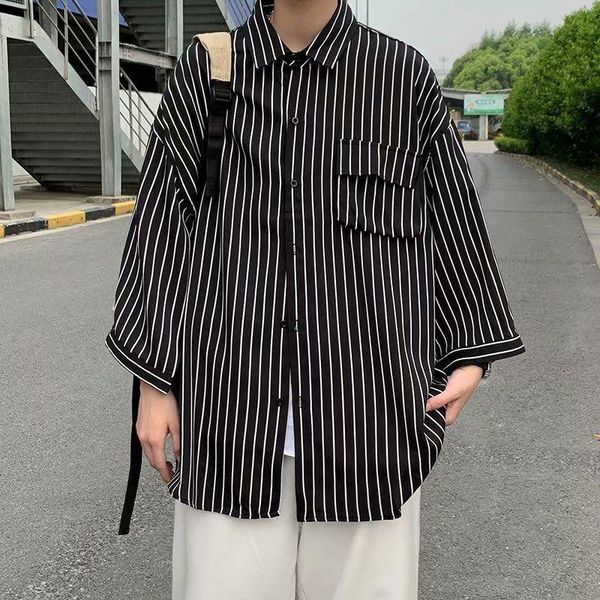 men's casual shirts summer short sleeve shirt fashion black white men korean loose striped mens dress -2xl, White;black
men's casual shirts summer short sleeve shirt fashion black white men korean loose striped mens dress -2xl, White;black