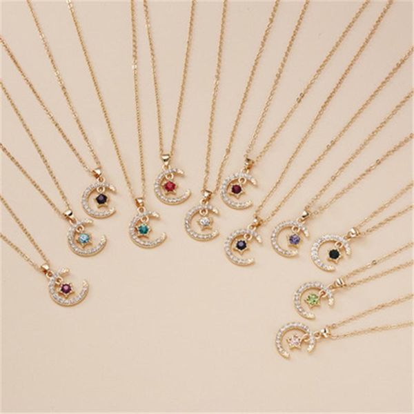 chains moon star birthstone pendant necklace for women birthday jewelry crystal gold color clavicle chain mom gifts charm chokers, Silver
chains moon star birthstone pendant necklace for women birthday jewelry crystal gold color clavicle chain mom gifts charm chokers, Silver