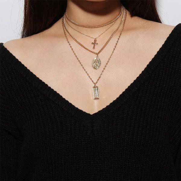 pendant necklaces 2021 fashion multilayer hip hop long chain necklace for women men jewelry gifts key cross accessories goth, Silver
pendant necklaces 2021 fashion multilayer hip hop long chain necklace for women men jewelry gifts key cross accessories goth, Silver