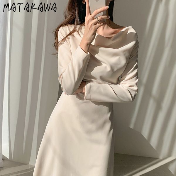 matakawa long sleeve midi dresses for women korea chic minimalist elegant asymmetrical femme robe irregular high waist vestidos 210513, Black;gray
matakawa long sleeve midi dresses for women korea chic minimalist elegant asymmetrical femme robe irregular high waist vestidos 210513, Black;gray