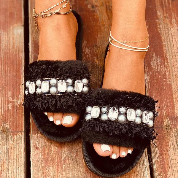 women warm slippers furry plush shoes ladies indoor luxury beaded woman causal comfort home female bedroom winter slipper, Black
women warm slippers furry plush shoes ladies indoor luxury beaded woman causal comfort home female bedroom winter slipper, Black