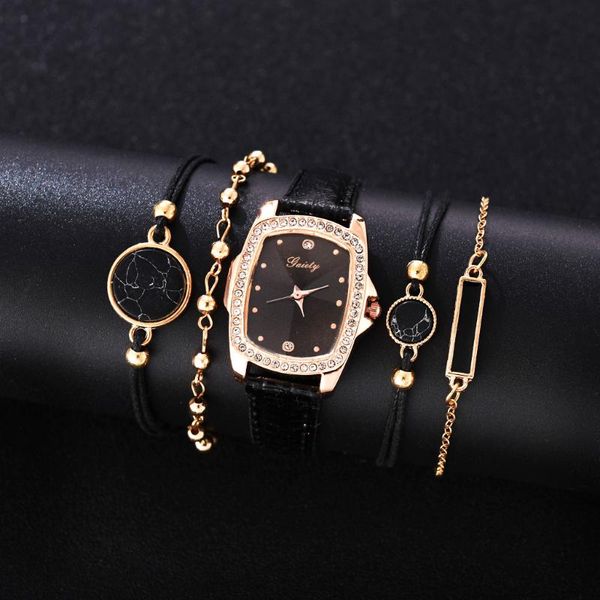 wristwatches 5pcs gaiety fashion bracelet watch set women leather band quartz wristwatch watches ladies black clock, Slivery;brown
wristwatches 5pcs gaiety fashion bracelet watch set women leather band quartz wristwatch watches ladies black clock, Slivery;brown