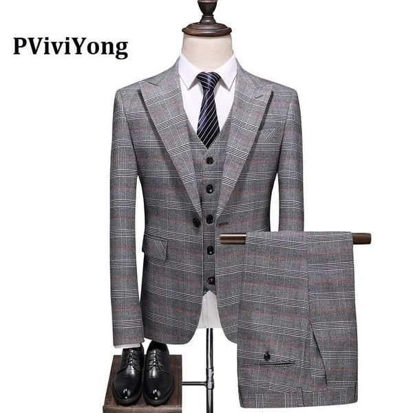 pviviyong brand 2021 suit men leisure grey grid slim business three-piece (jackets + vest pants) 6727 men's suits & blazers, White;black
pviviyong brand 2021 suit men leisure grey grid slim business three-piece (jackets + vest pants) 6727 men's suits & blazers, White;black