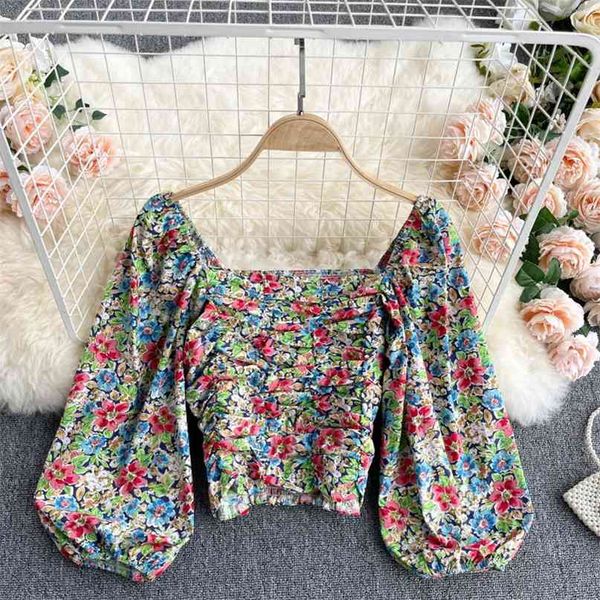 sweet floral print blouse women fashion spring summer cropped shirt retro style square collar puff sleeve slim korean 210603, White
sweet floral print blouse women fashion spring summer cropped shirt retro style square collar puff sleeve slim korean 210603, White