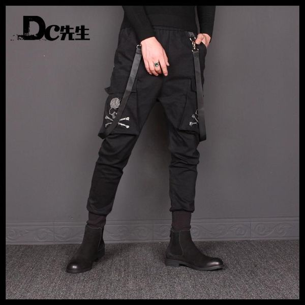 winter men's personality haren pants pocket ribbon elastic waist upon drilling skull casual hip-hop costumes, Black
winter men's personality haren pants pocket ribbon elastic waist upon drilling skull casual hip-hop costumes, Black