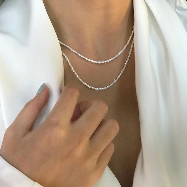 chains sparkling clavicle chain choker necklace for women fine jewelry wedding party birthday gift, Silver
chains sparkling clavicle chain choker necklace for women fine jewelry wedding party birthday gift, Silver