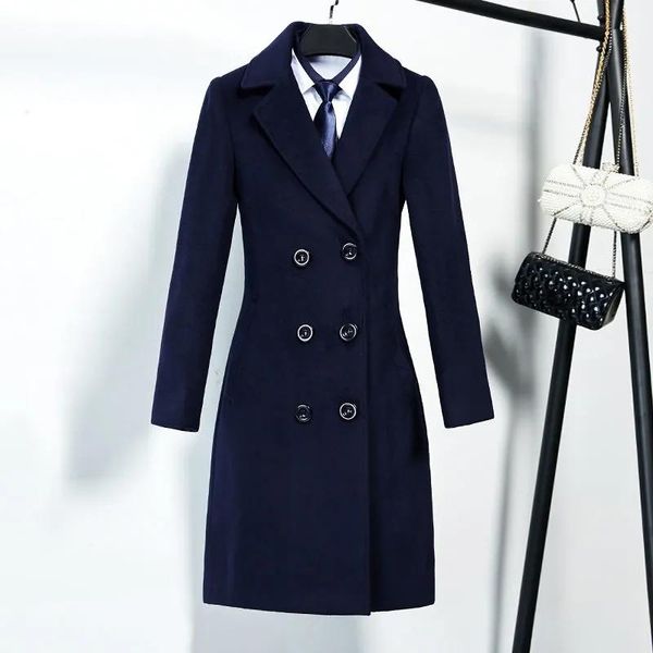 women's wool & blends fashion women woolen jacket autumn winter slim solid pocket double-breasted mid long thick warm coat female outwe, Black
women's wool & blends fashion women woolen jacket autumn winter slim solid pocket double-breasted mid long thick warm coat female outwe, Black
